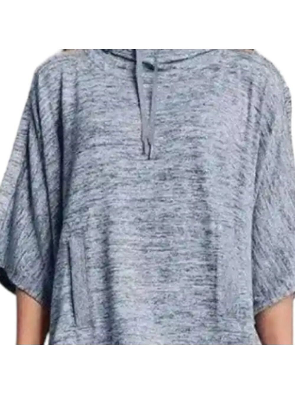 Athleta Marled Gray Hoodie Blissful Poncho Size Small - Picture 5 of 9